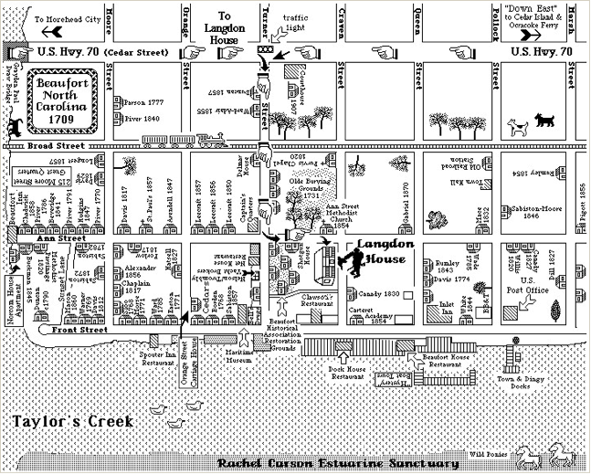 Map Of Downtown Beaufort Sc Langdon House | Beaufort Map